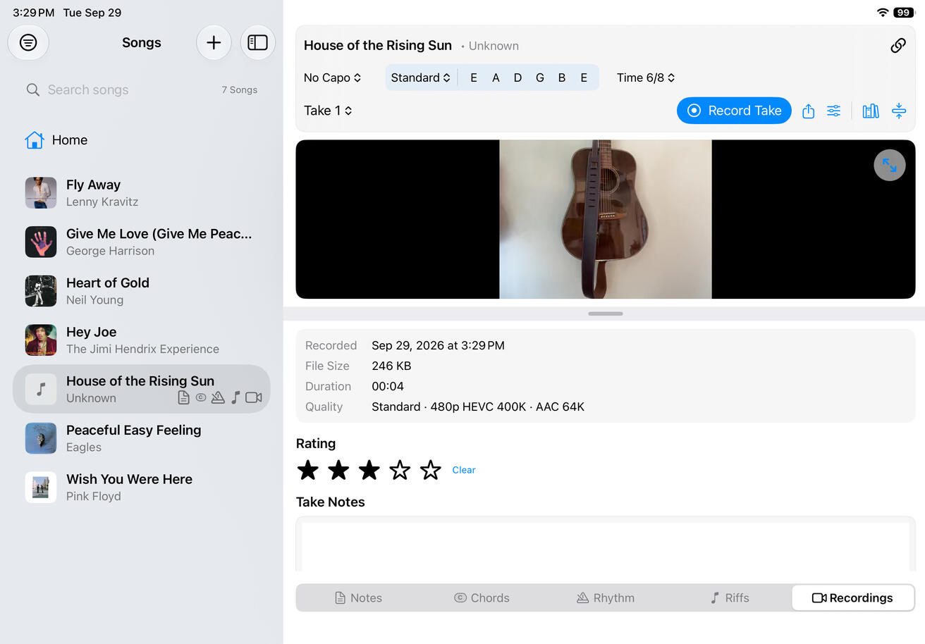 Record takes and track your progress